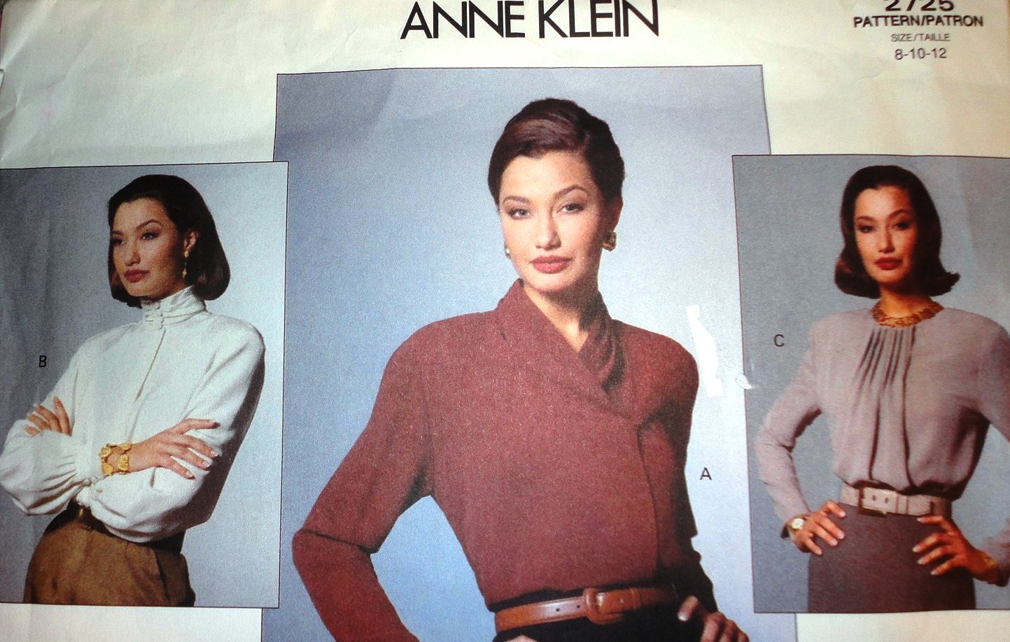 Vogue 2725 Sewing Pattern Anne Klein Blouses size 8 10 12
