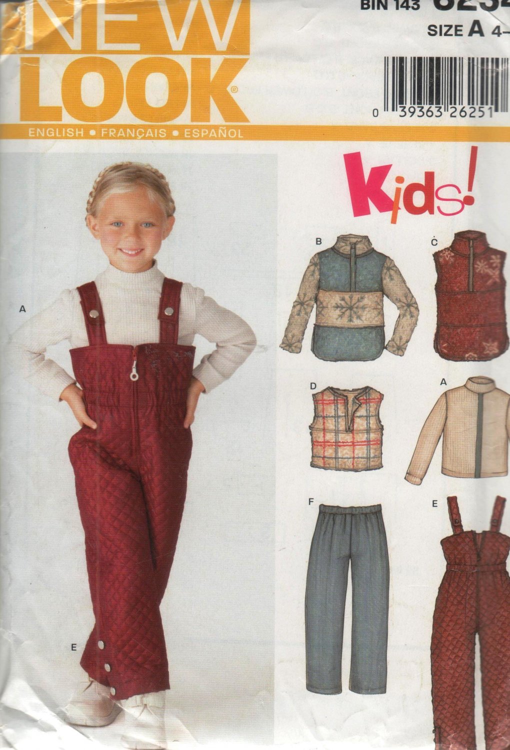 New Look 6234 Sewing Pattern Child Jacket, vest, pants, Size A 4-9