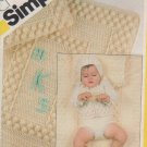 Crochet Pattern Simplicity 5475 Baby Layette, Afghan, Booties, Bonnet, sweater, panties