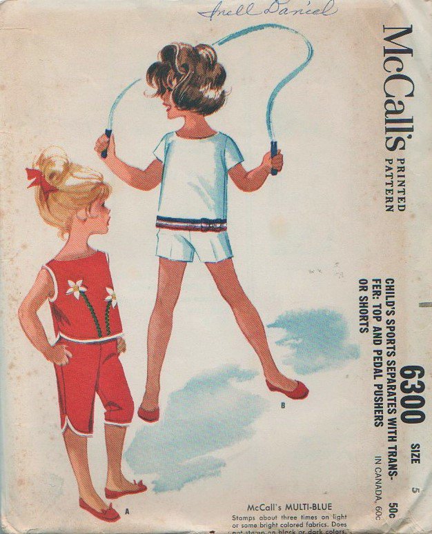 McCall's 6300 Child's Sports Separates: Top and Pedal Pushers Vintage Sewing Pattern Size 5