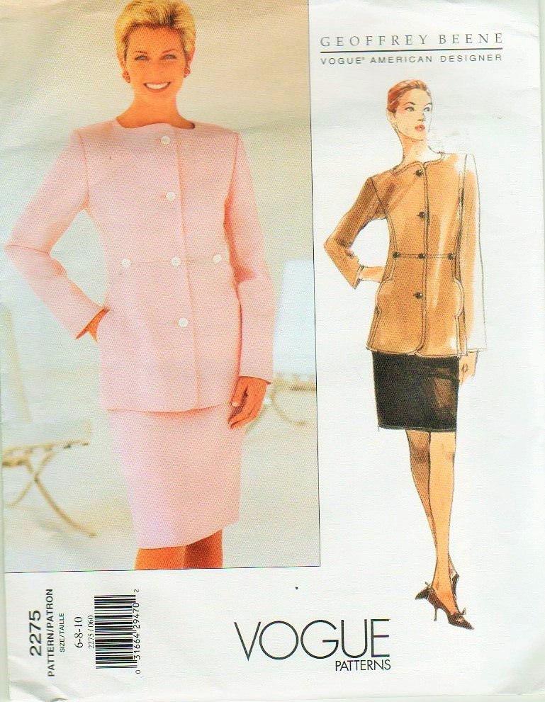 Vogue 2275 Geoffrey Beene Jacket and Skirt sewing pattern sizes 6 8 10