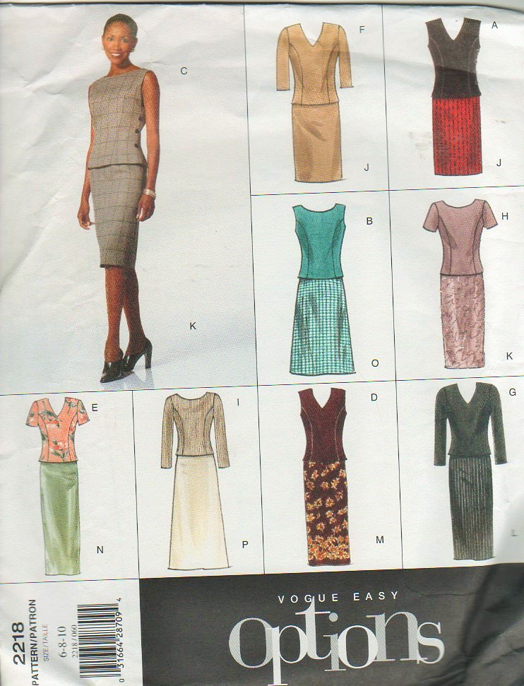 Vogue 2218 skirts tops blouses Sewing Pattern sizes 6-10