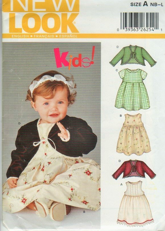 New Look 6237 Girls Gathered Waist Dress Bolero Jacket New Born to Large Baby