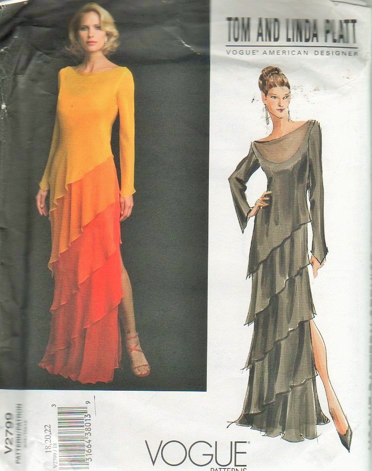 Vogue American Designer 2799 Dress sewing pattern Tom Linda Platt size 18-22