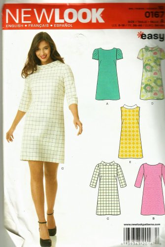 New Look 0167 Easy A-line dress with collar and sleeve variations Size 8-18