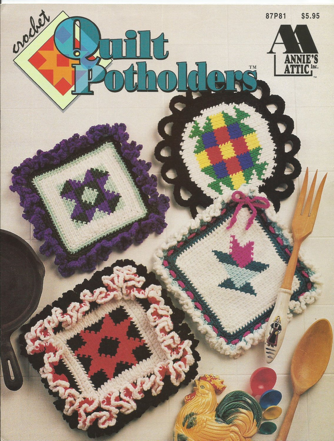 Quilt Pot holders hot pads trivets Annie's Attic 87P81 Crochet Pattern Instructions PotHolders