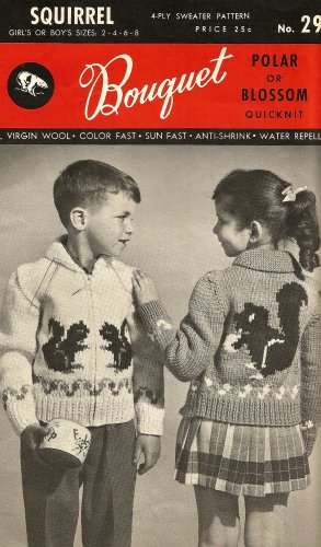 Bouquet Polar 29 Child's Quicknit Cardigan Squirrel Graph Style Knitting Pattern sizes 2 to 8