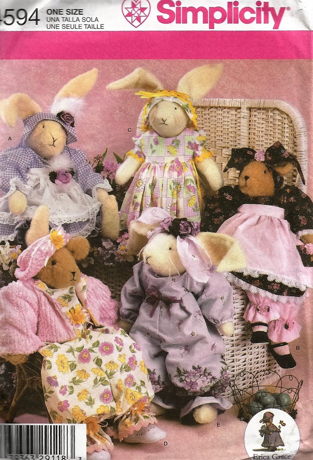 Simplicity 4594 Erica Grace Designer Bunnies Bears Clothes Sewing Pattern
