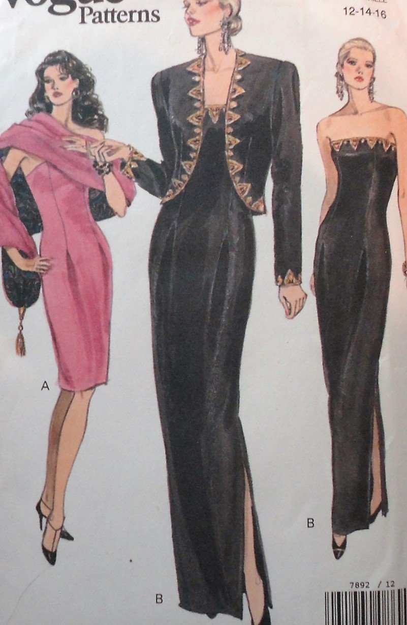 VOGUE 7892 Jacket Dress and Stole evening wear sewing pattern size 12 14 16