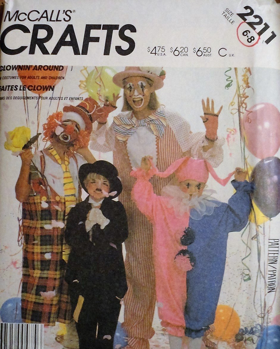 McCall's 2211 Childs' Costume Pattern CLOWNS