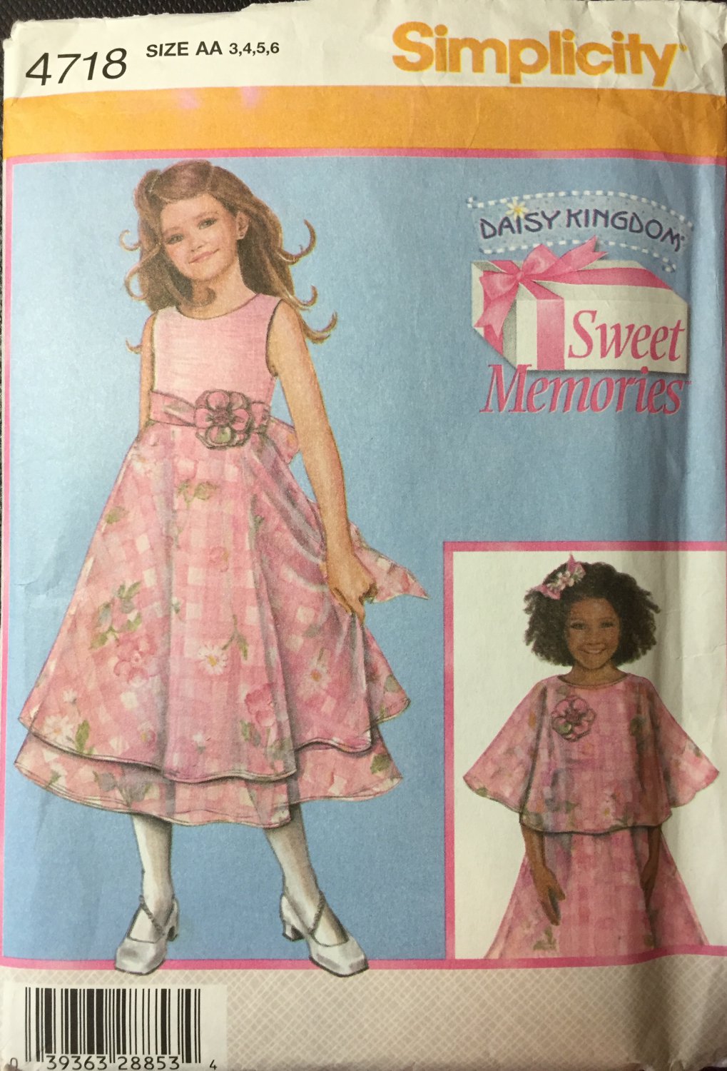 Simplicity 4718 Daisy Kingdom Girl's dress and capulet sizes 3-6