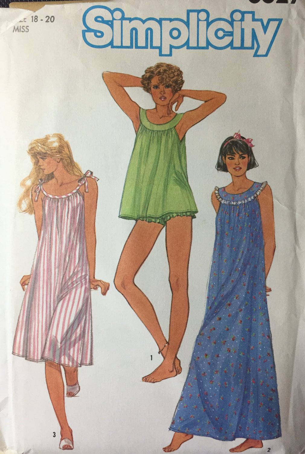 Simplicity 6697 Baby Doll Pajamas and Night Gowns Sewing Pattern sizes 18-20