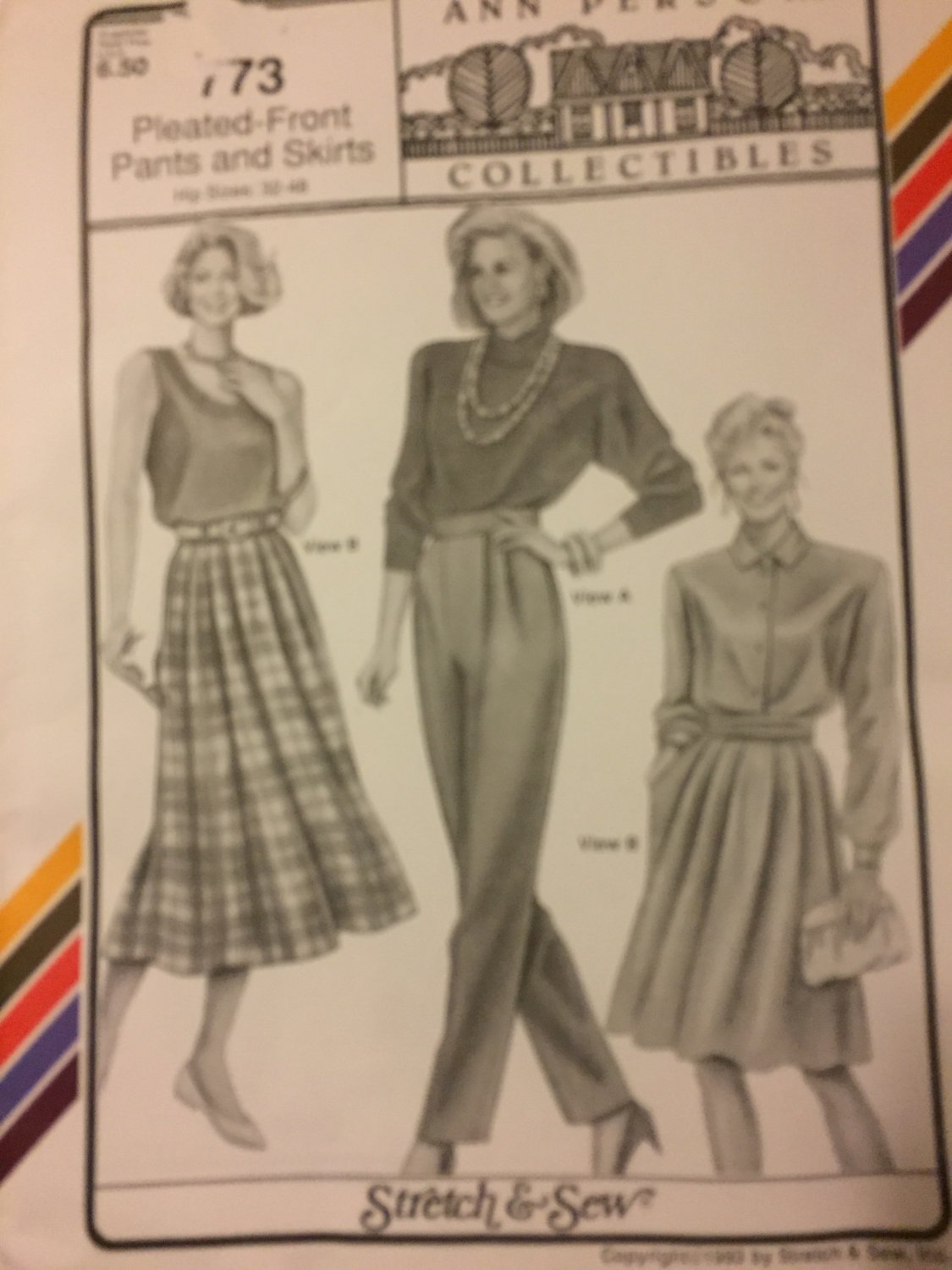 Stretch and Sew 773 pants and skirt  Ann Person knit fabrics Sewing Pattern Hip sizes 32 - 48
