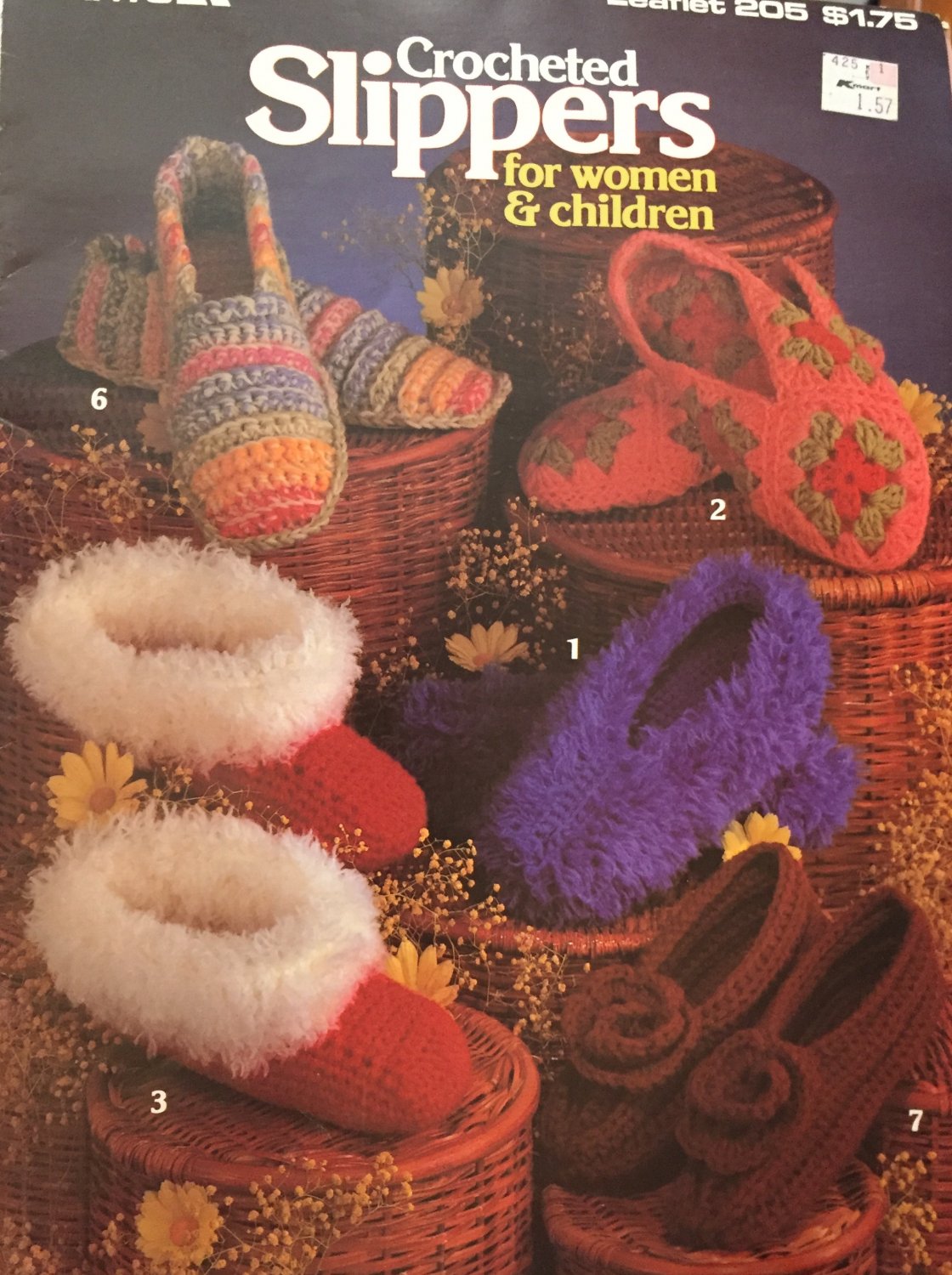 Leisure Arts 205 Crocheted Slippers Pattern for Women & Children