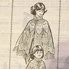 VINTAGE Mail Order Pattern 7321 Mother Daughter Crocheted Capes Ponchos