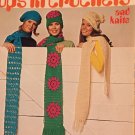 TOPS IN Crochet Pattern for scarfs, caps, hats Columbia Minerva 2518 1970's
