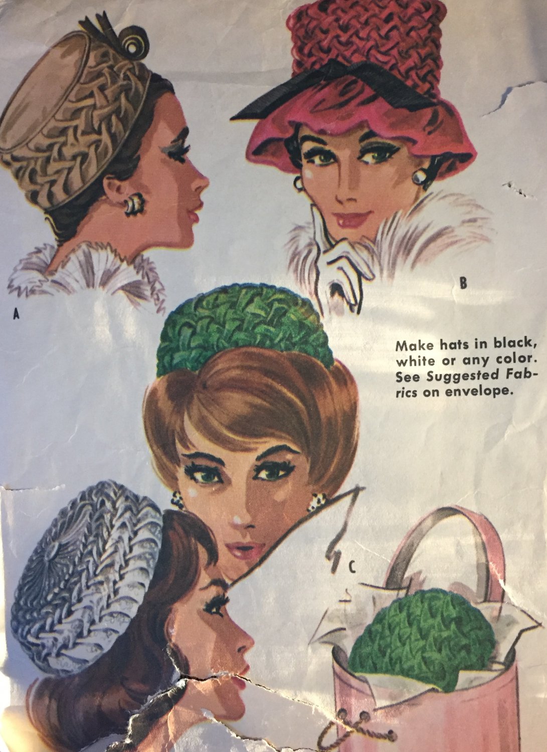 Vintage McCall's 6515 Smocked Hats One Size Junior and Misses sewing pattern