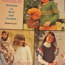 Girls Sweaters to Knit and Crochet sizes 8 - 14  Columbia Minerva 2574