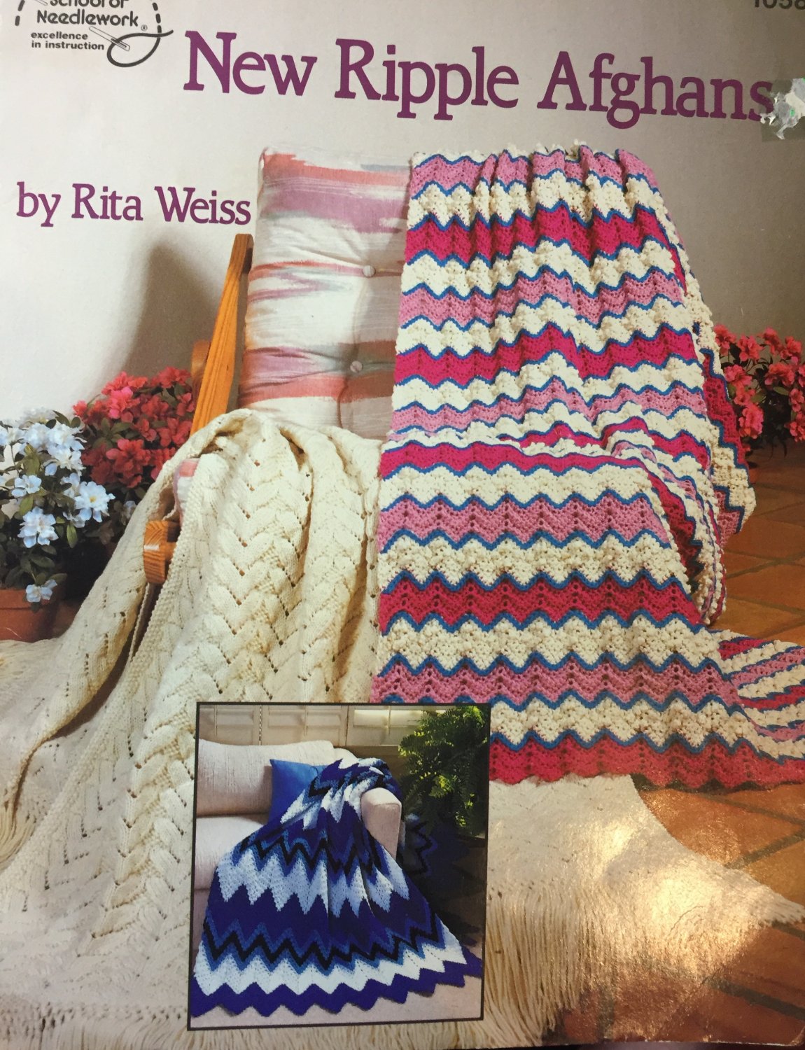 New Ripple Afghans by Rita Weis Knit and Crochet Patterns School of Needlework 1058