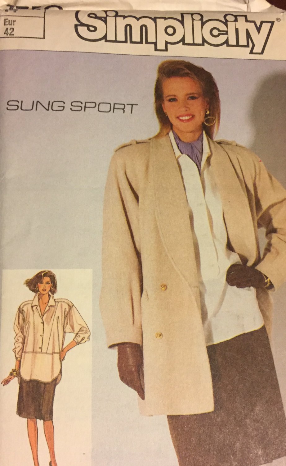 Simplicity 7750 Sung Sport Loose Fitting Shirt, Lined Coat, Lined Front-Wrap Skirt Size 14
