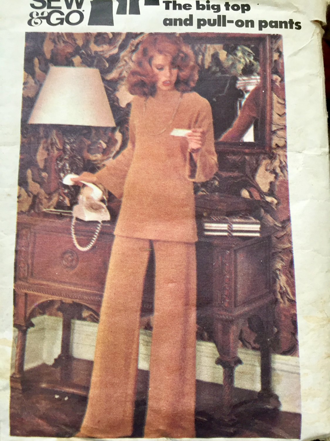 Vintage 1970s Sewing Pattern Butterick 4027 Big Top and Pull On Pants Size 16 Bust 38"