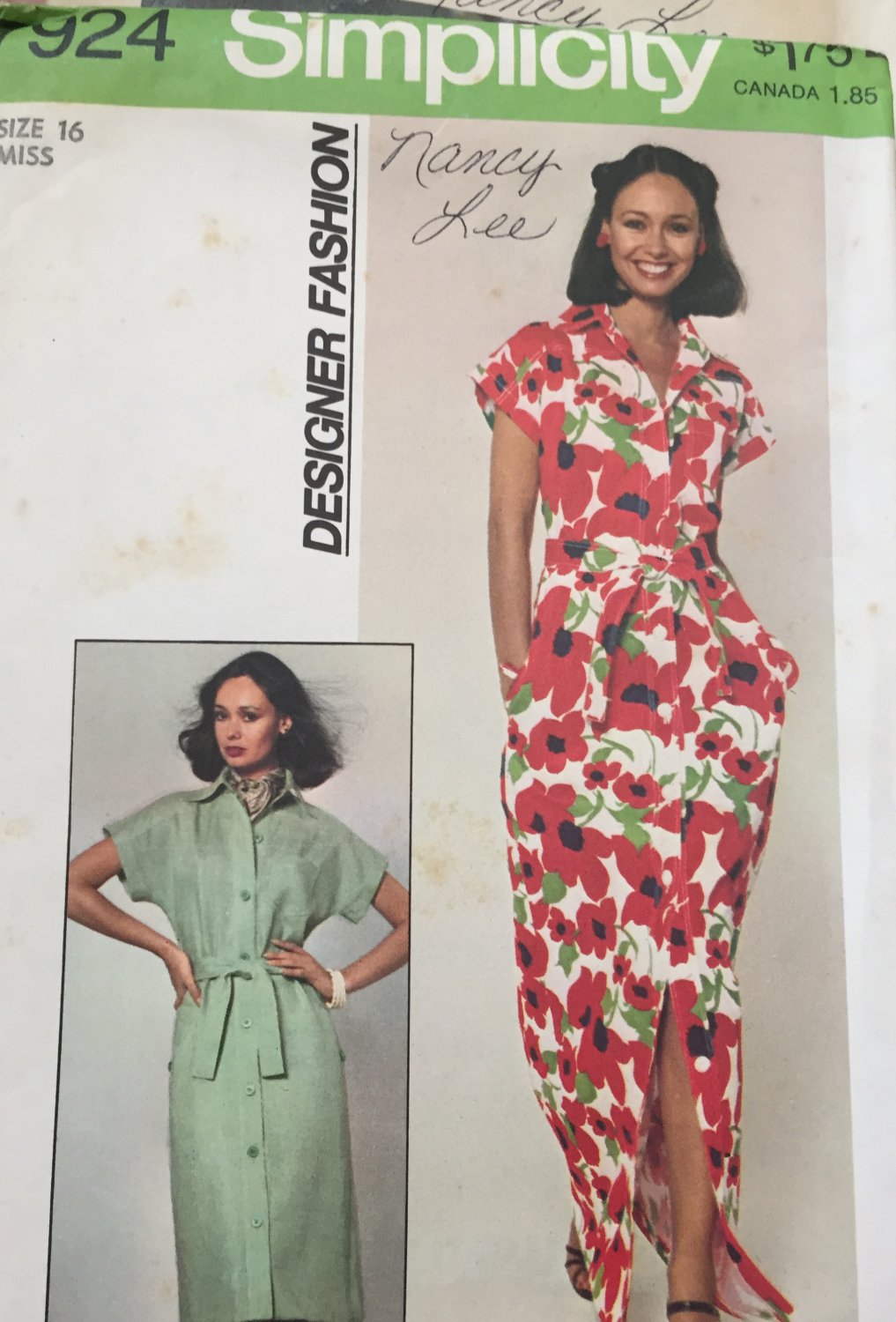 1970s Women's Shirtdress, Dress Pattern - Size 16, Bust 38" - Simplicity 7924