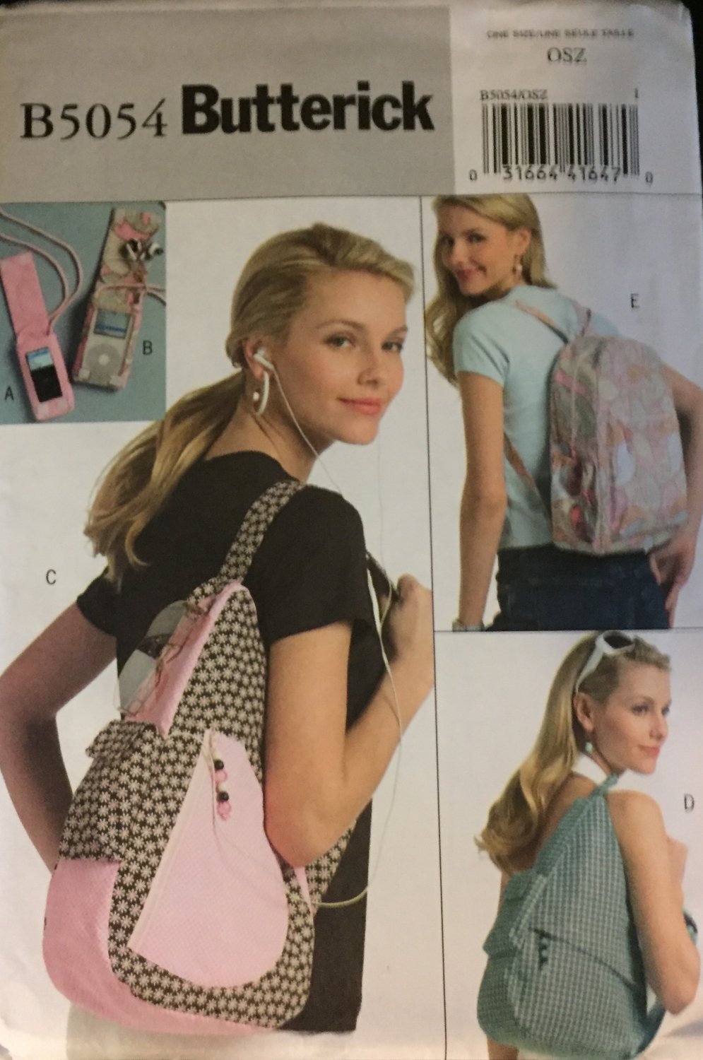Butterick Patterns B5054 Young Adult Backpacks and Mp3 Player Cover, One Size Only