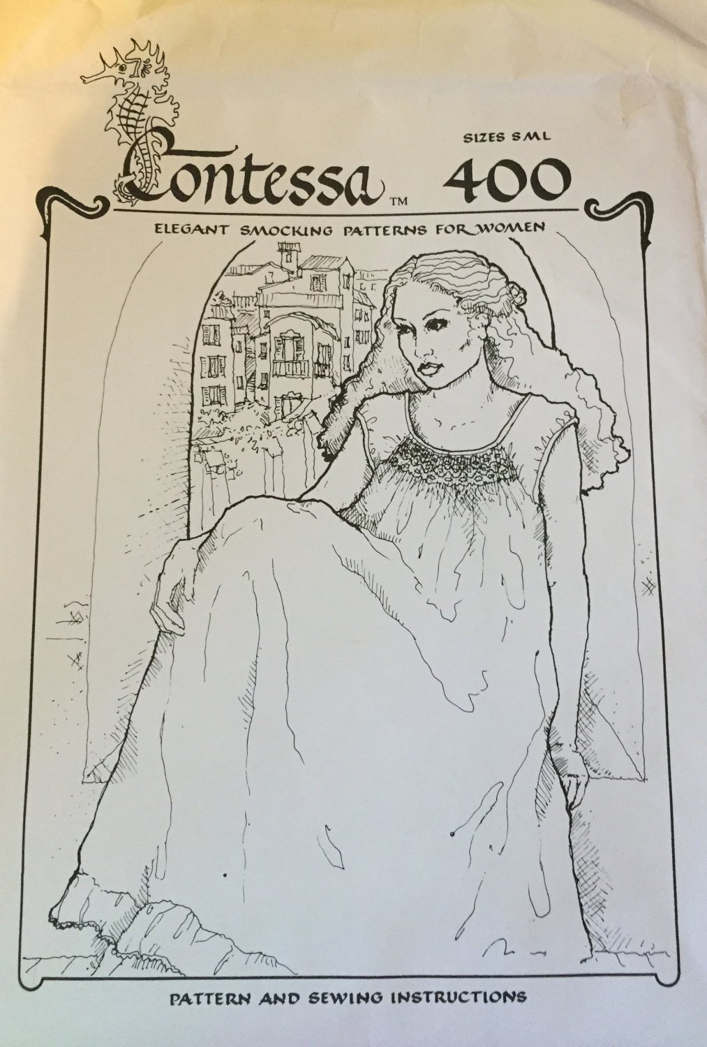 1982 Contessa smocking pattern / women's dress / sizes S M L / Contessa 400
