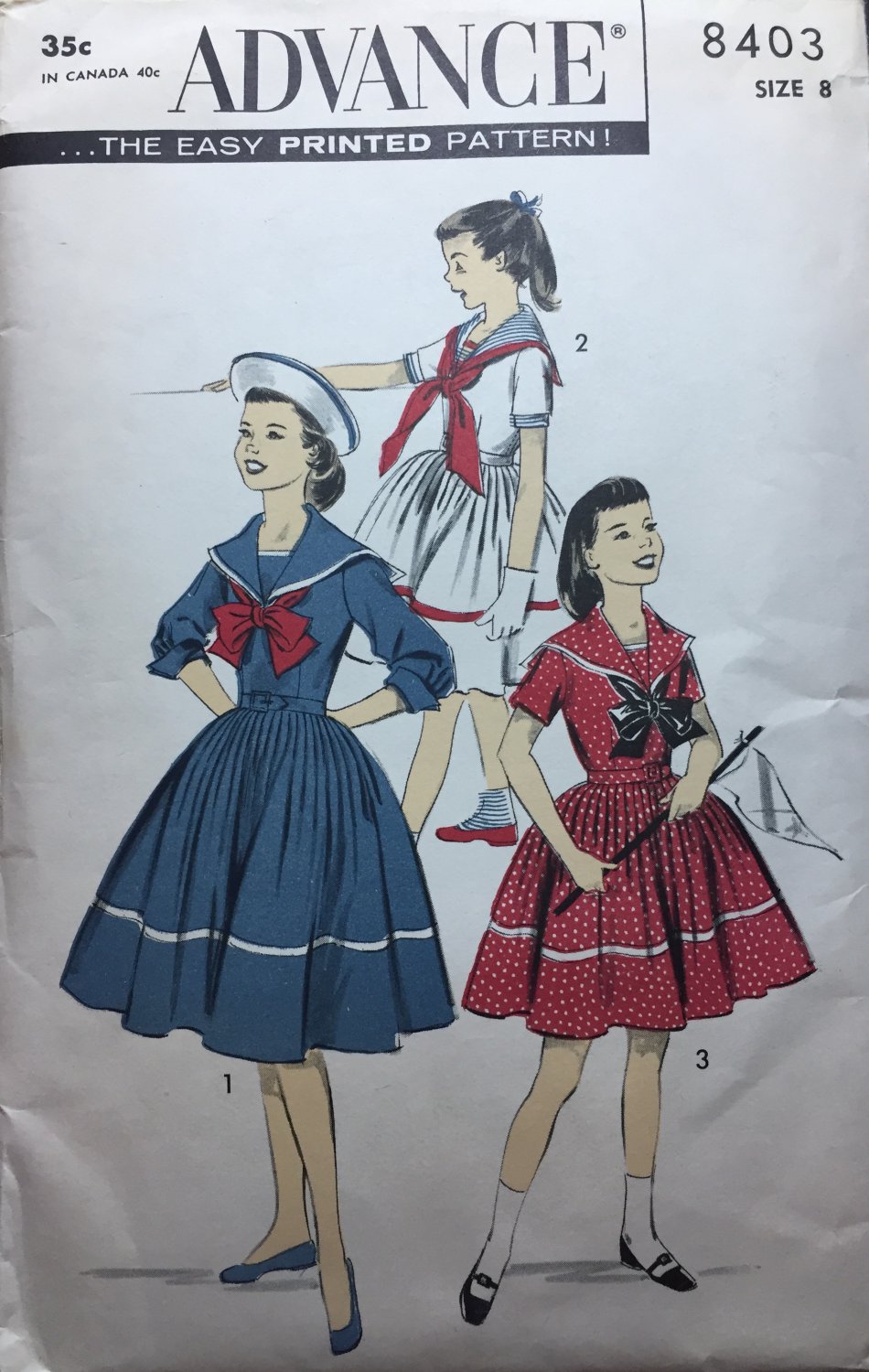 Advance 8403 Child's Sailor Dress Sewing Pattern Size 8