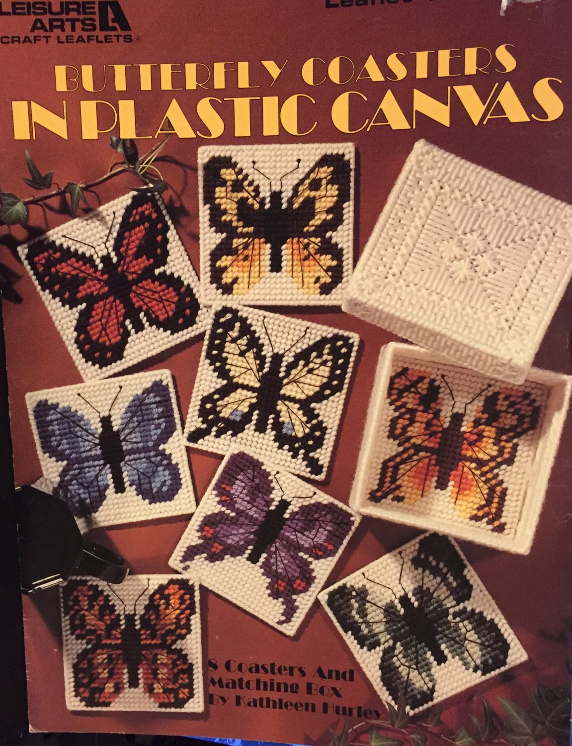 Butterfly Coasters In Plastic Canvas Leisure Arts #1311, Coasters & Holder,Plastic Canvas Pattern