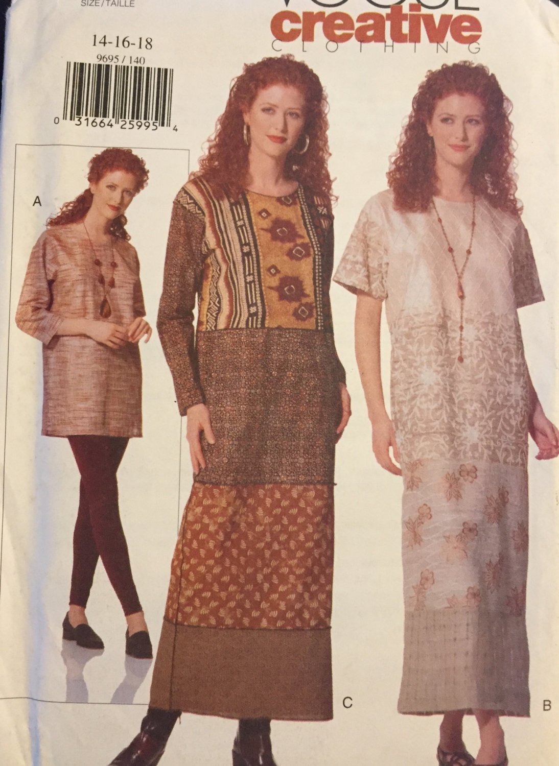 Easy VOGUE Creative 9695 Dress, TUNIC & LEGGINGS Pattern sz 14 16 18