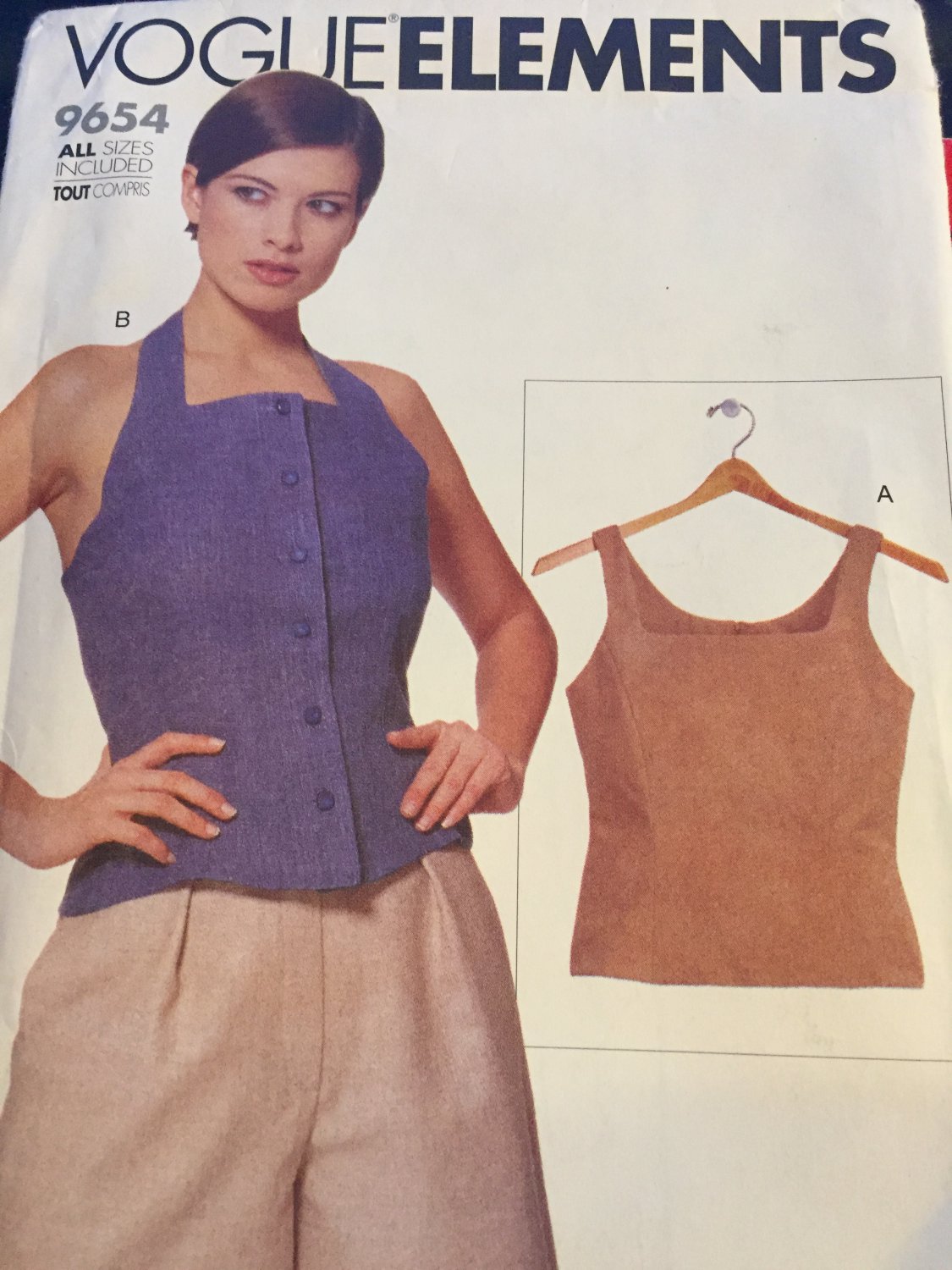 VOGUE 9694 Halter top, Sleeveless top Close Fitting All Sizes
