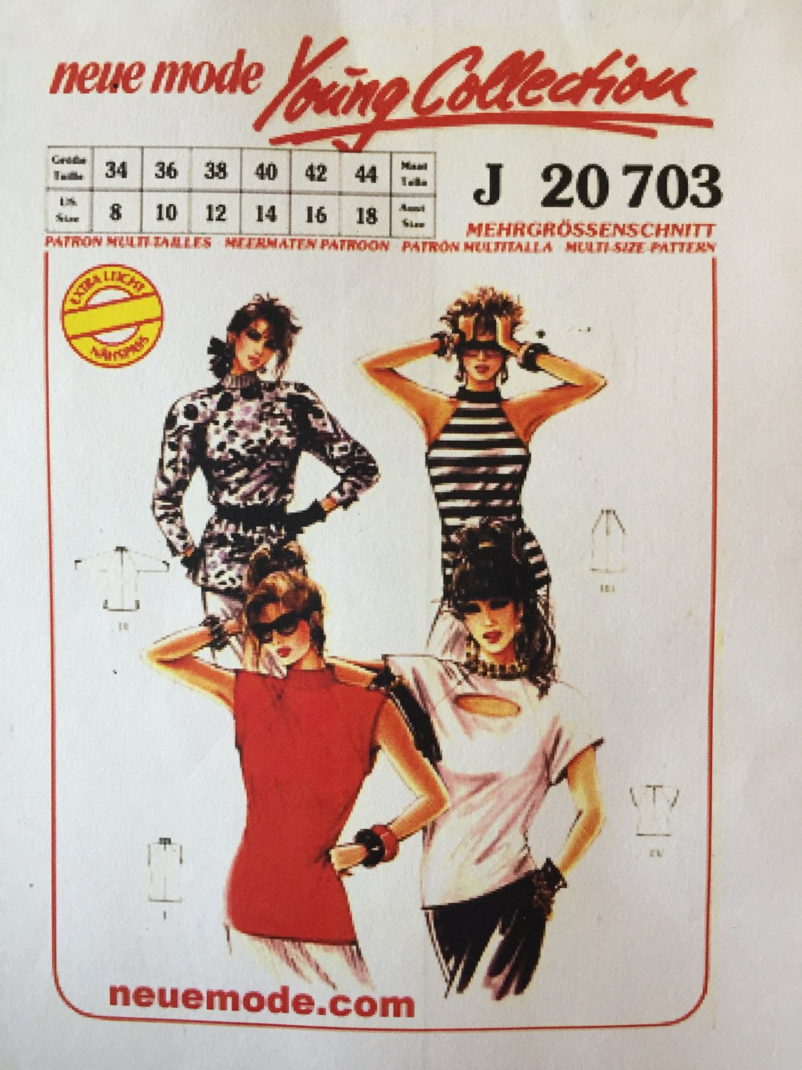 Neue Mode Halter T-shirt Pattern J20703 sizes 8 to 18