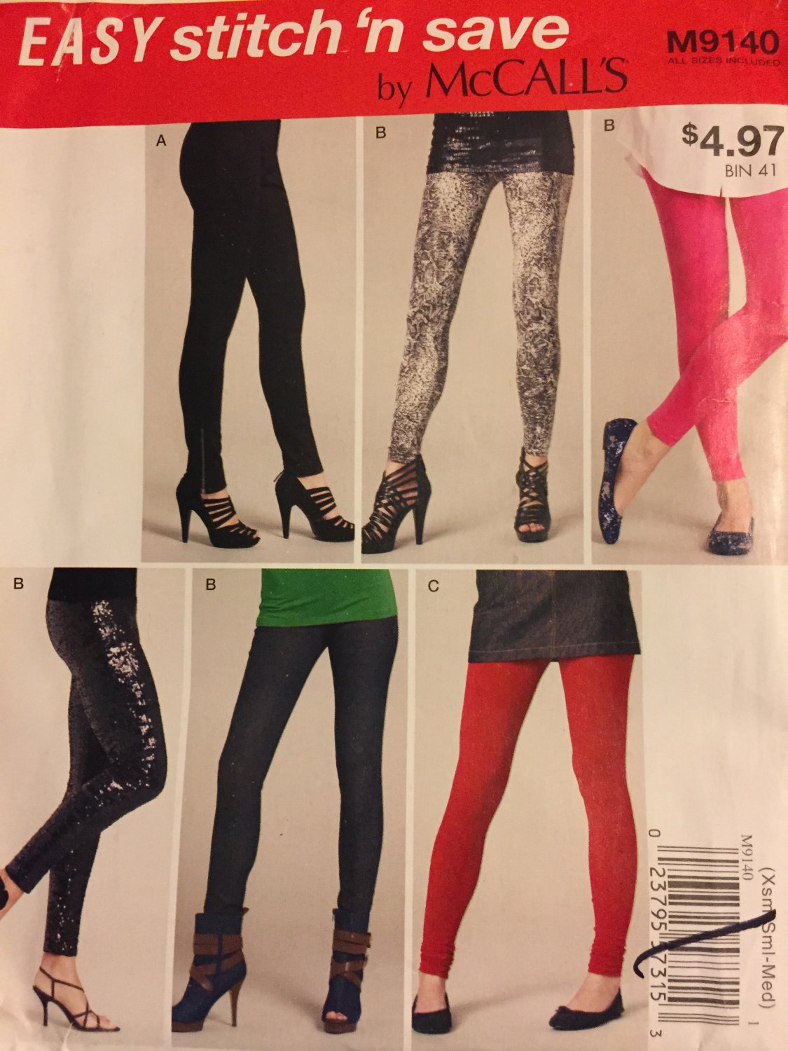 McCALL'S Pattern M9140 Misses Miss Petite Pants and Legging Size XS - Med Sewing Pattern