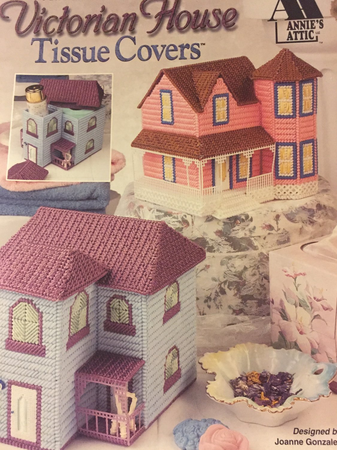 Annie's Attic 870831 VICTORIAN HOUSE TISSUE COVERS Plastic Canvas pattern