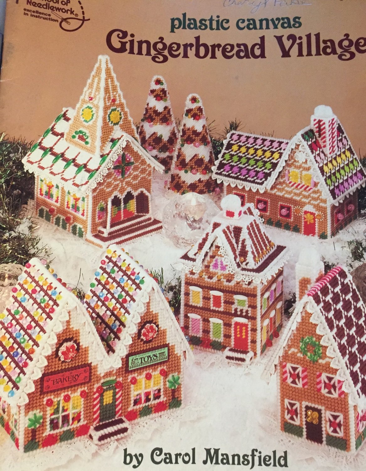 American School of Needlework 3039 Plastic Canvas pattern Gingerbread Village
