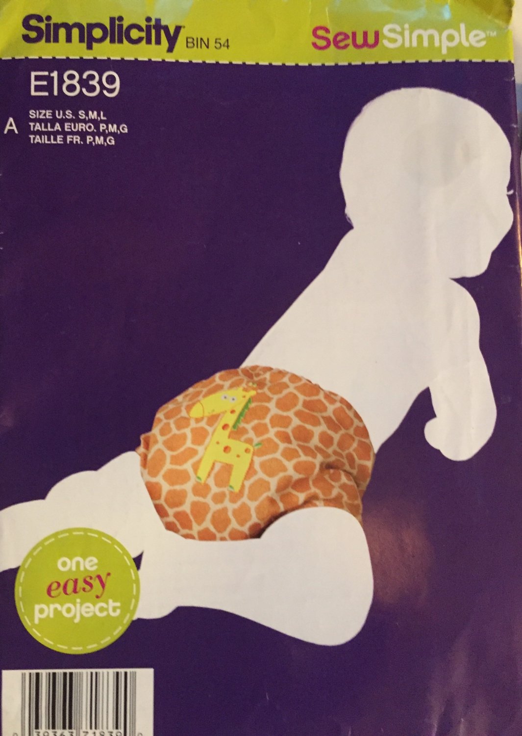 Simplicity 1839 Babies or Doll Diaper Cover Sewing Pattern Size 6 to 18 months