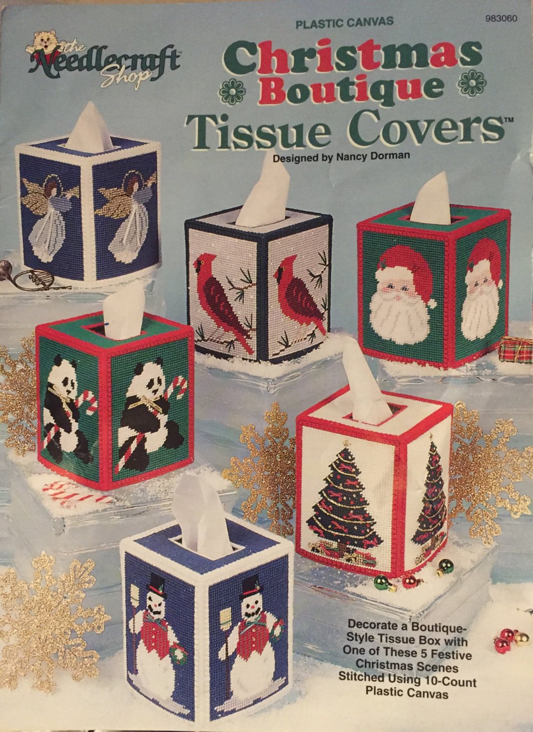 Christmas Boutique Tissue Cover Plastic Canvas pattern The Needlecraft Shop 983060