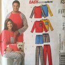 McCall's M5282 Unisex Raglan Sleeve Pullover Top Shorts Pants Dog Top Sewing Pattern Size  Lrg, Xlg
