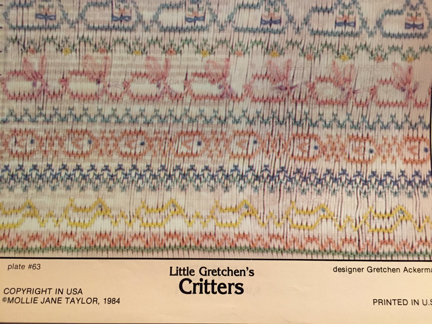 Little Gretchen's Critters Smocking plate Mollie Jane Taylor