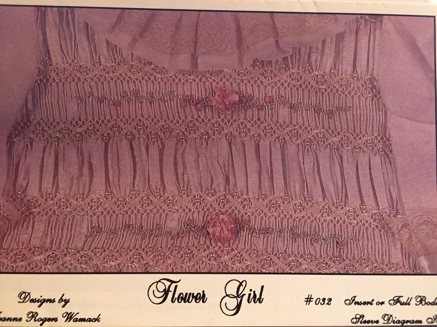 Flower Girl Smocking plate Jeanne Rogers Womack #032 Insert or full bodice