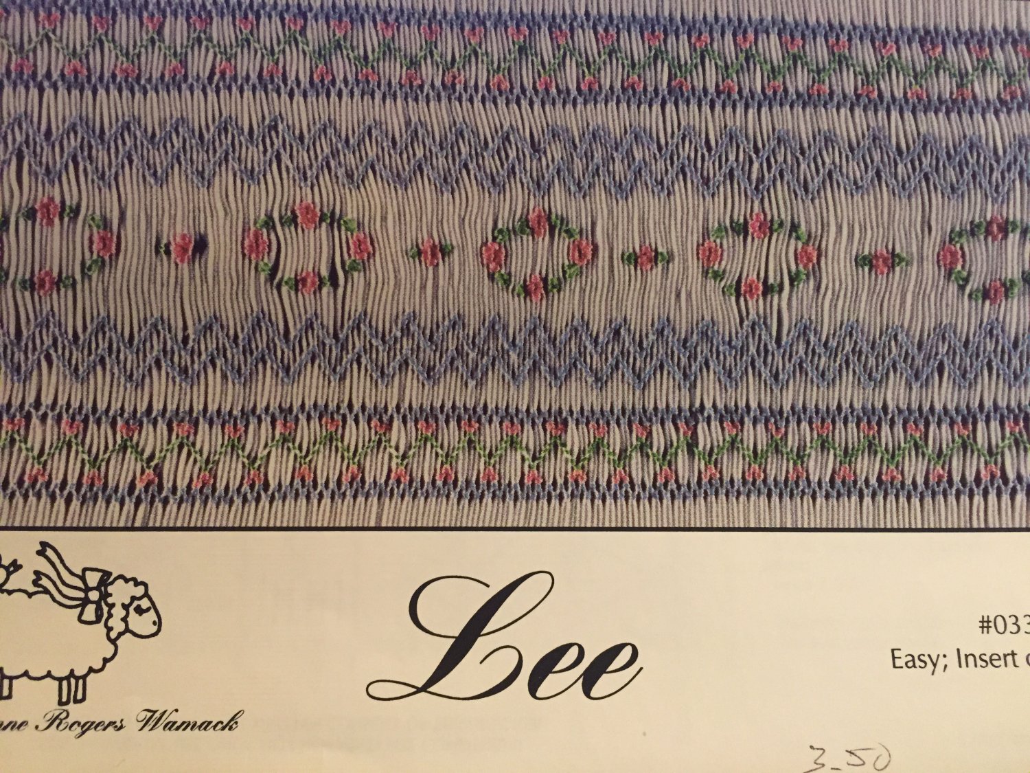 Lee Smocking plate Jeanne Rogers Womack #033 easy, Insert or Bishop