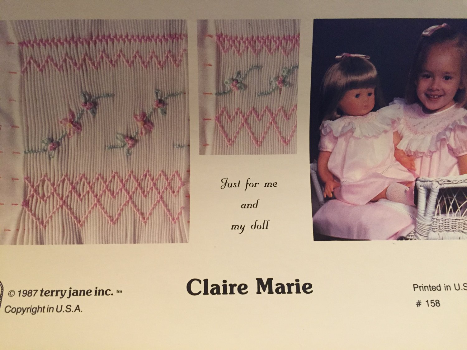 CLAIRE MARIE Smocking plate from Terry Jane Inc. Just for me and my doll.