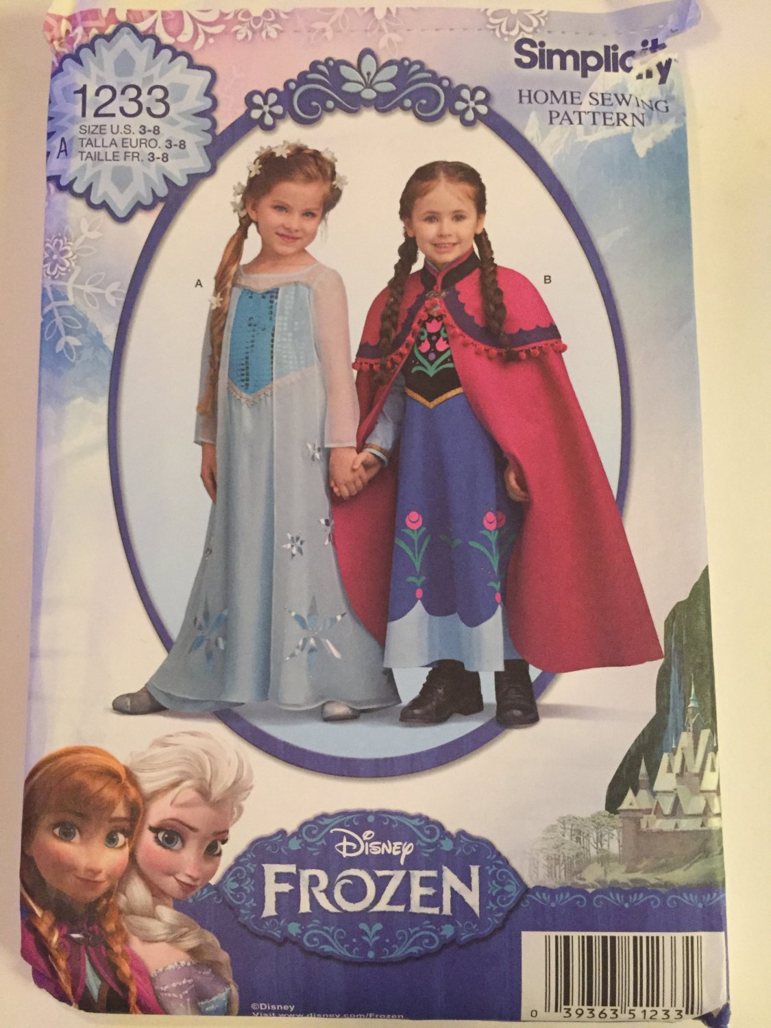 Simplicity 1333 Child's Disney Frozen Princess Gowns, Sizes 3, 6, 7, 8, UNCUT
