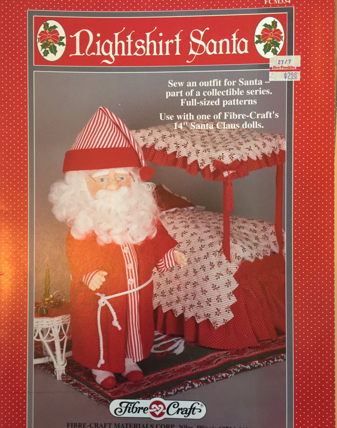 Fibre Craft SANTA CLAUS outfit for 14" Santa Claus Doll Sewing Pattern FCM334