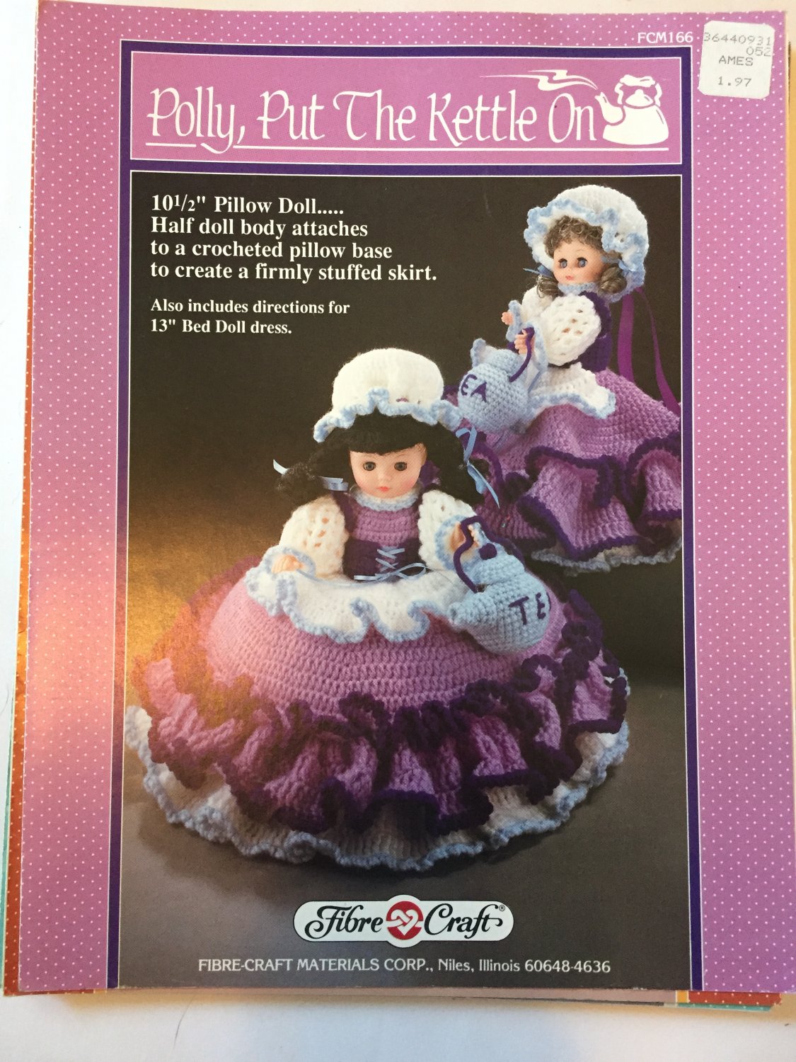 Polly Put the Kettle On Pillow Doll Bed Doll Crochet Pattern Fibre Craft FCM166