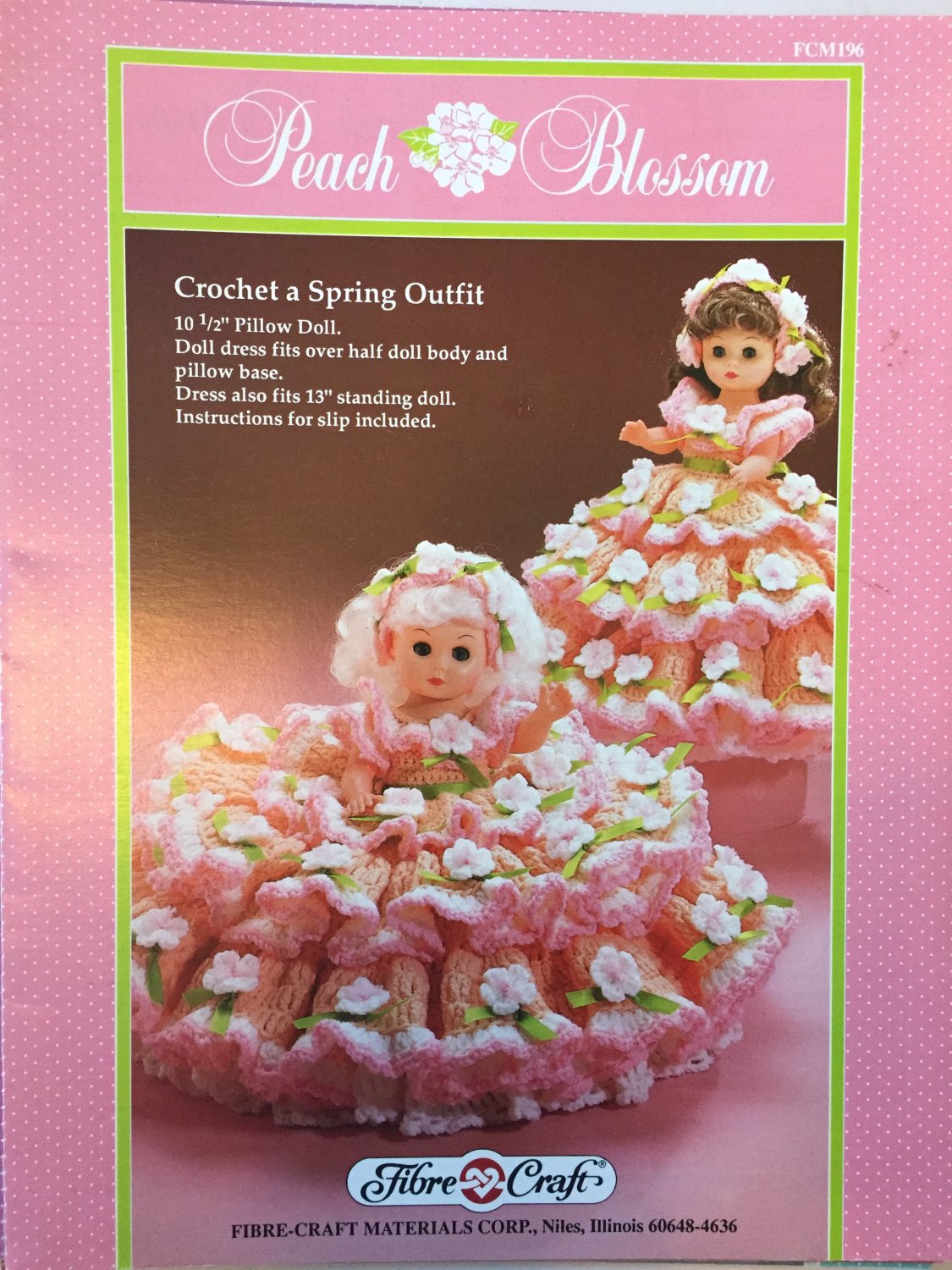 Peach Blossom Pillow Doll Bed Doll Crochet Pattern Fibre Craft FCM196