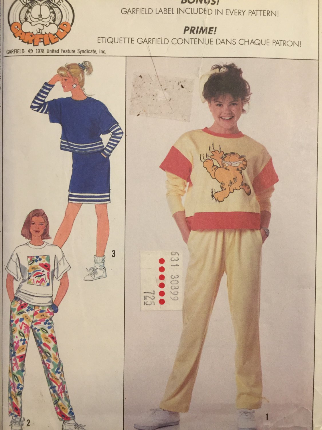 Simplicity 9257 T-shirt Top with Garfiield transfer Pullon Pants Pencil Skirt Med to XXL