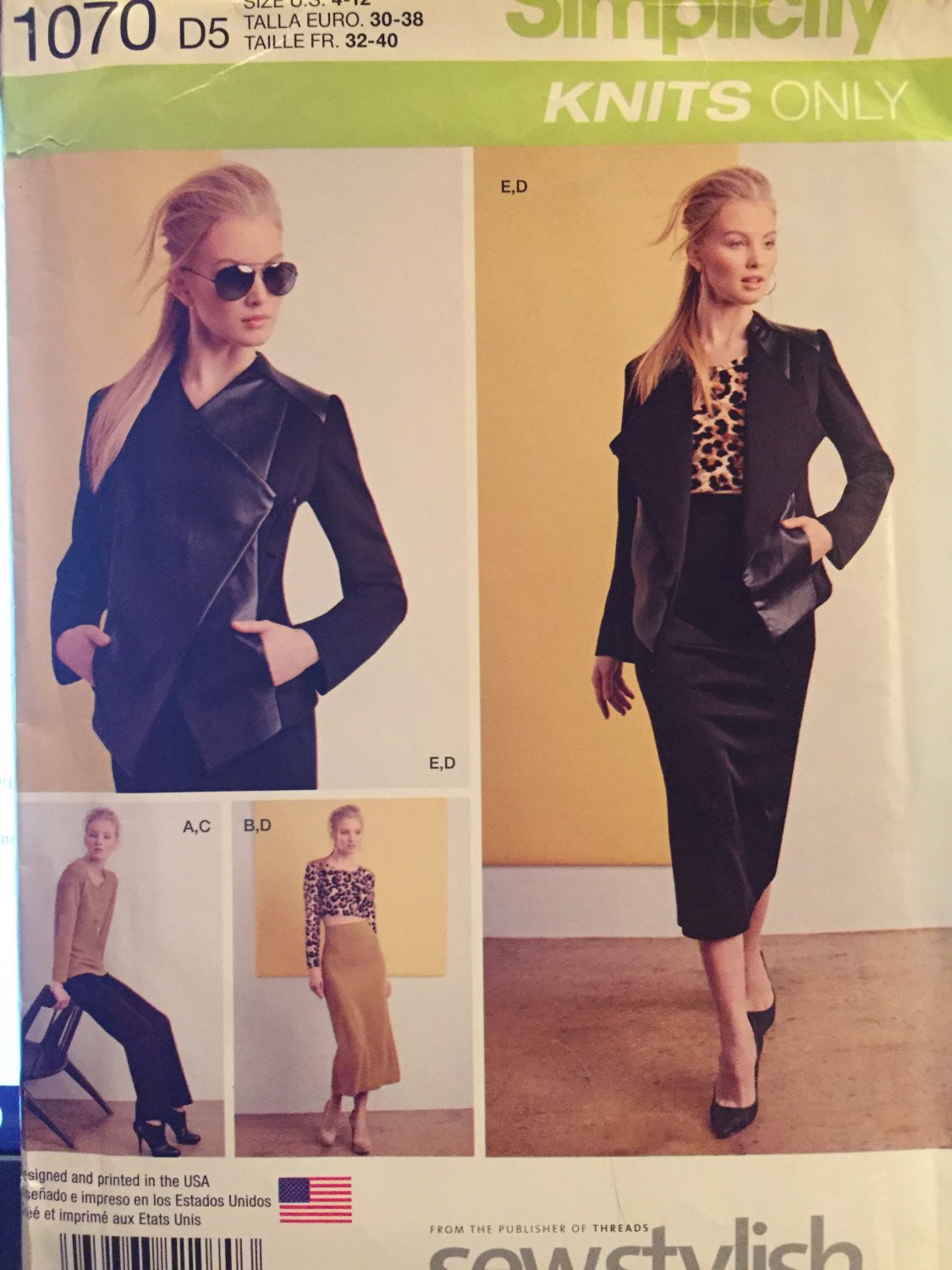 Simplicity 1070 Womens Knits Only Jacket, Top, Skirt & Pants Sewing Pattern Size 4-6-8-10-12