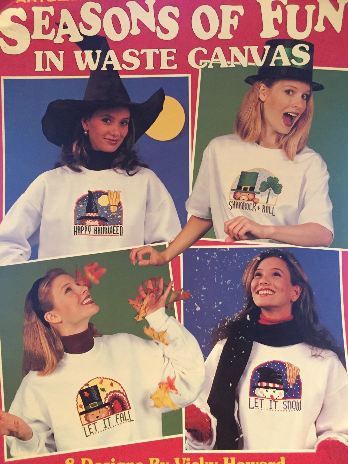 Leisure Arts 2771 Seasons of Fun in Waste Canvas 8 designs by Vicky Howard